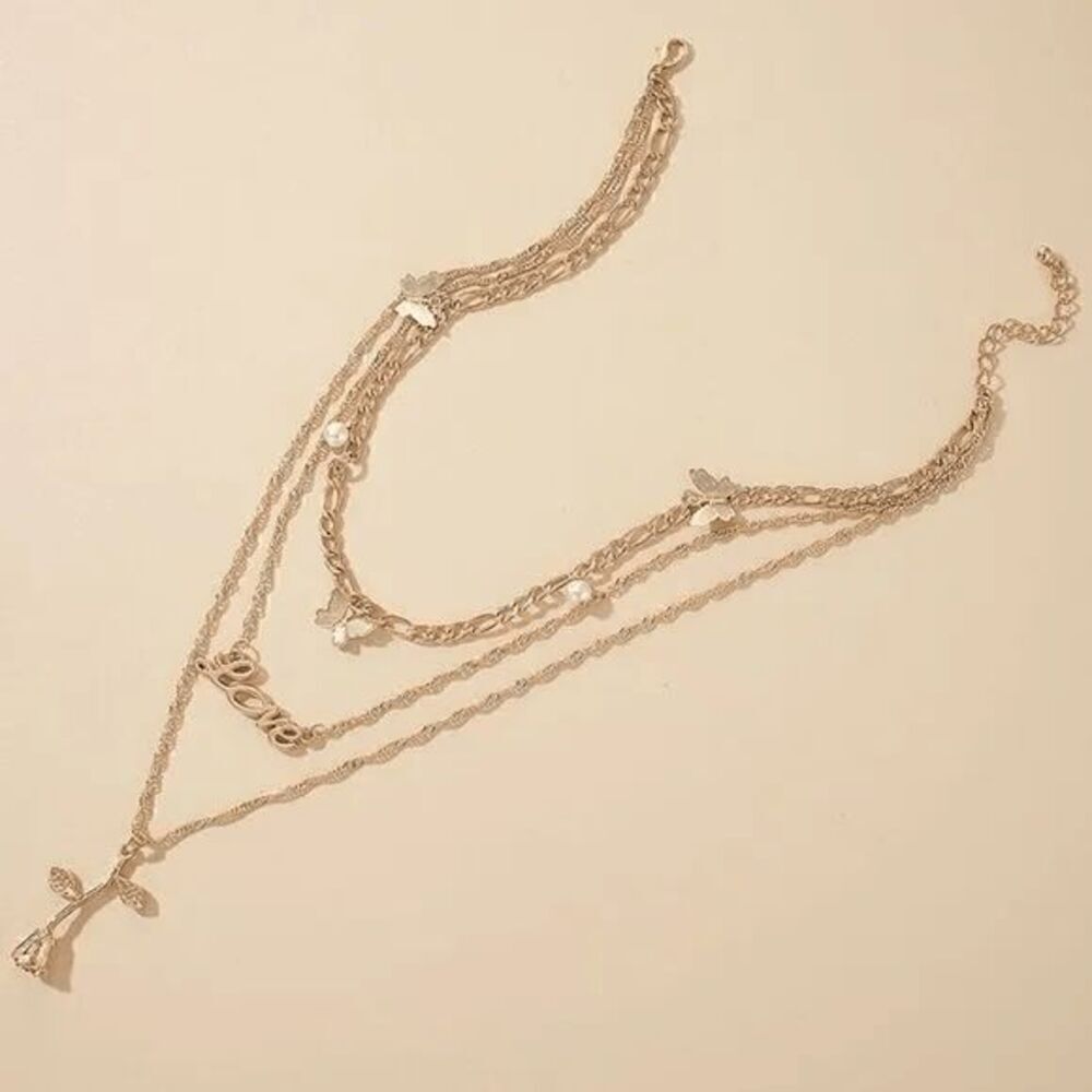 Ladies Three Layered Fashion Necklace Set - Picture 3 of 5